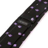 Black Tie with Purple Bear Pattern 7.5cm - Tie Doctor
